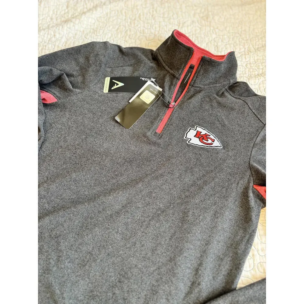 Antiqua Mens Size Small Kansas City‎ Chiefs Quarter-Zip Pullover